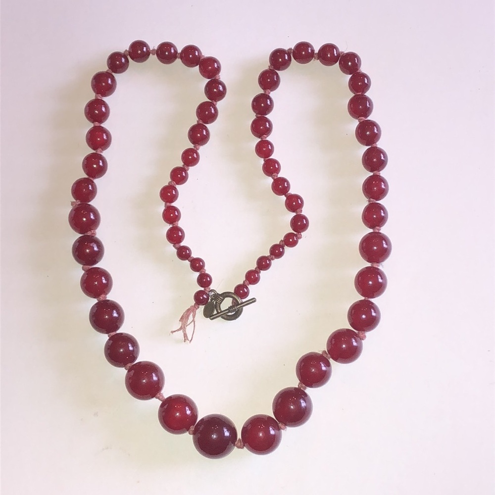 Express Red Beaded Boho Necklace
